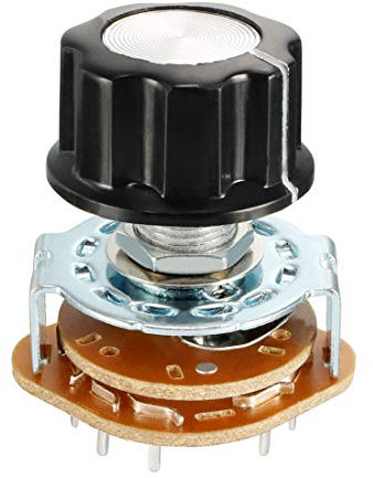 Sourcing map 2P5T Interruptor giratorio selector de frecuencias o canales, 6 mm, 1 módulo, 2 polos, 5 posiciones, pomo de plástico