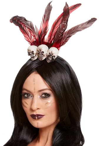 Smiffys Voodoo-Stirnband, Schwarz, mit Federn