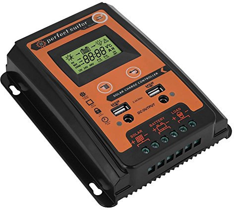 Contrôleur de Charge Solaire MPPT Régulateur Panneau de Charge Solaire avec Ecran LCD avec Double USB Panneau Solaire Batterie 12V / 24V Affichage LCD (30A)