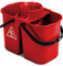 Cubo fregona Fox con escurridor Central - 2 Aguas (Limpia-Sucia) 6,8L en Polipropileno. Señal de Peligro Impresa en Ambos Lados del Cubo (Rojo)