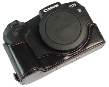 Zakao EOS RP Case, PU Leather Half Bottom Opening Version Holster Camera Case with Hand Strap Protective Cover Bag Case for Canon Eos RP (Black)