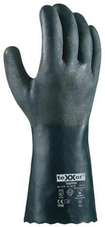 texxor 12 Stück topline Chemikalienschutz-Handschuhe 2141, PVC, Packung, grün, 10/XL