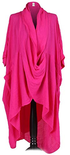 Storm Island Italian Wrap Over Dress Ladies Women Lagenlook Deep Cowl Neck Draped Top Plus