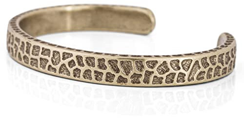 Akitsune Terra Armreif | Gehämmert Antik Armschmuck Frauen Herren Edelstahl Armband Rustikal - Messing 55mm