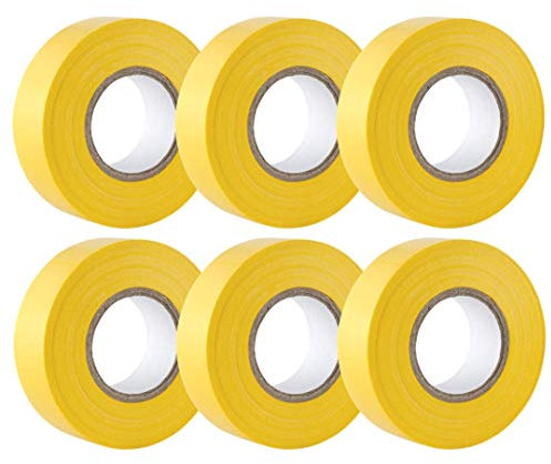 GTSE - Cinta aislante amarillo de 19 mm x 20 m para instalaciones eléctricas - Autoadhesiva y resistente para proteger, agrupar y reparar cables - 6 Rollos