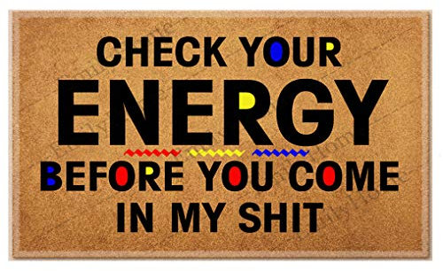 Funny doormats Emilyhome Fußmatte mit Aufschrift Check Your Energy Before You Come in My Shit, 14 Weihnachten, für Familie, Freund, Hof, niedriges Profil, für den Innenbereich, 45.7x76.2 cm