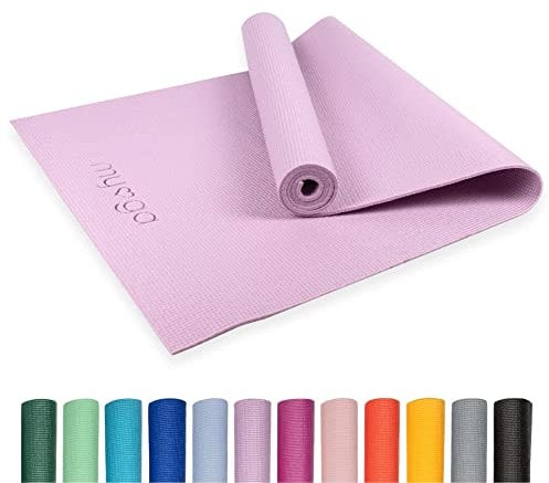 Myga Einsteiger-Yogamatte | Rutschfest & Leicht zu tragen – 4 mm Dicke | Ideal für Yoga, Pilates, Meditation & Fitnessübungen | 173 cm x 61 cm x 4mm | Flieder