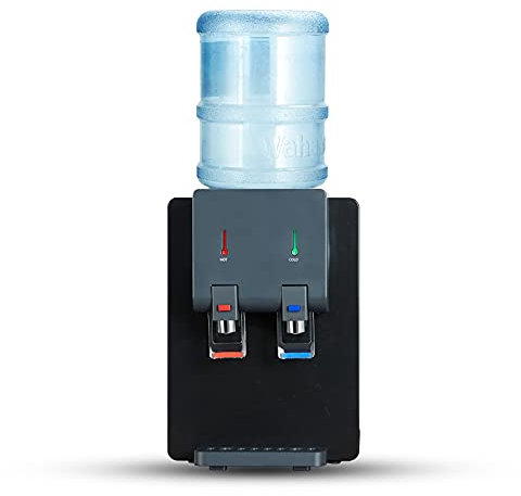 ACCVI Premium Theken-Wasserkühler-Spender, hält 3 oder 5 Liter Krug, Top-Loading, heißes und kaltes Wasser, Kindersicherung, kompaktes Design, ideal für Zuhause, Küche, Büro, Schlafsäle, schwarz