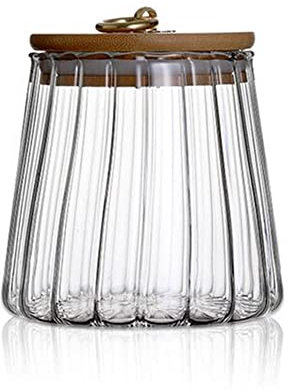 Glass Coffee Nuts Canister Airtight Storage Jar Petal Decorative Jar Airtight Glass Organizer Jar with Sealed Lid Metal Handle for Coffee Beans Tea Sugar Nut Honey Jams (650ml/21oz-Conical)