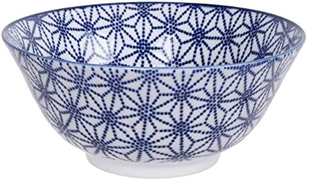 Tokyo Design – Nippon blue - Nudel Ramen Bowl/Müsli-Schalen blau-weiß, Ø 15 cm, ca. 500 ml, asiatisches Porzellan - Japanisches Design mit geometrischen Mustern (Stars)