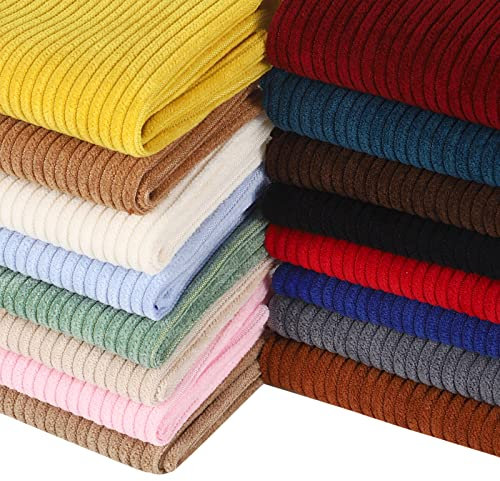 16 Stück Wale Cordstoff Solid Plain Thick DIY Nähen Handwerk Materialien Stretch Cord Stoff für Mantel Hemd Kleid Hosen Kostüm Sofa DIY Nähen Handwerk Material