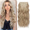 FESHFEN Clip in Extensions, 4PCS Haarverlängerungen mit Clips Synthetik Gewellte Haarextension Dreckiges Blond Clip in Haarteil für Frauen, 50 cm
