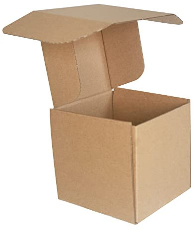 PACK4YA 110×110×110mm (4x4x4) Small Parcel Postal Boxes Royal Mail PiP Corrugated Cardboard Boxes for Posting, Brown Square Mug Mailing Postage Shipping Box for Business or Gift (10 Pieces)