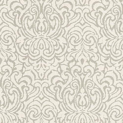 Baroque wallcovering Wall Profhome 961933-GU Textile Wallpaper Textured Baroque Style matt Beige Cream 5.33 m2 (57 ft2)