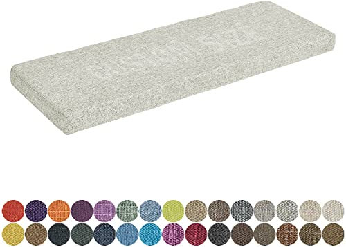 PHUSTJKL Bankkissen Bankauflage Sitzkissen für Fensterbank, Benutzerdefinierte Größe 30 Farben, 3cm/5cm/8cm Dickes Schwammpolsterung mit Hoher Dichte Waschbare Stuhlkissen, Innensofa Kissen, Beige