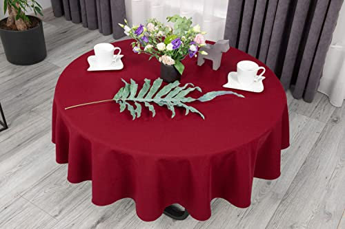 NIBLO Tischdecke Tischläufer Tischtuch Tischwäsche Tischdekoration Tafeltuch (Weinrot, Rund Tischdecke - Ø 120 cm)