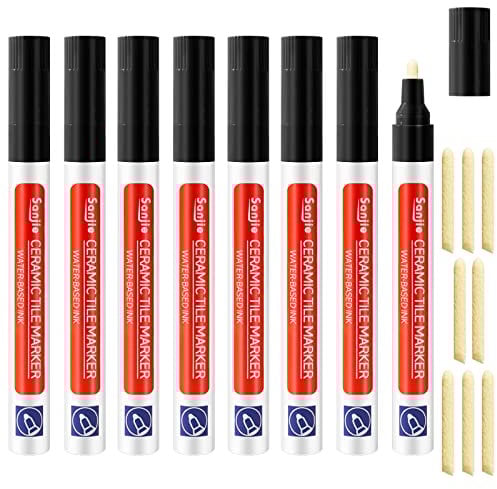 Tile Grout Pen Restorer, 8Pcs Black Wall Repair Pens, Renew Wall Floor Grout Restorer Pen for Restoring Tile Floor Kitchen, Bathroom