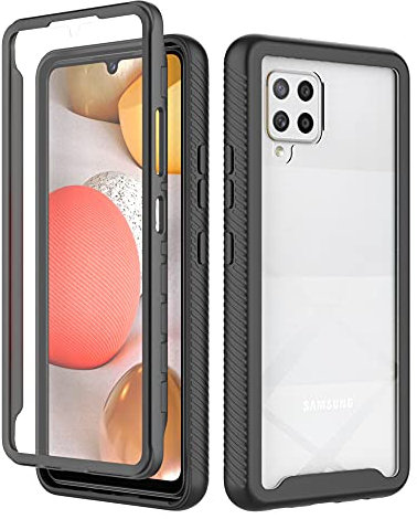 XINNI Hülle für Samsung Galaxy A42 5G, 360 Grad Stoßfeste Schutzhülle mit Integriertem Bildschirmschutz, Robuster Bumper Outdoor Full Body Case, Schwarz