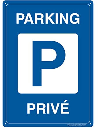 AUA SIGNALETIQUE - Panneau De Signalisation en PVC Rigide et Compact 1.5 mm. (121 x 170 mm, Parking Privé)