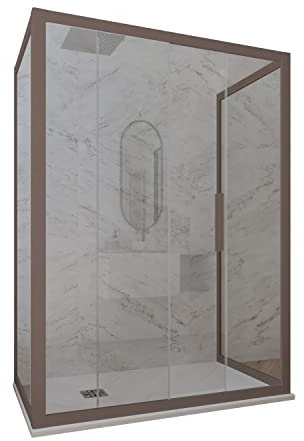 Paroi de douche 3 côtés coulissant 90x140x90 CM PVC Chocolat H 200 Verre Transparent mod. Deco Trio