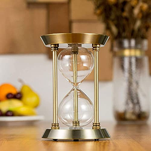 BOSUGE, sablier, sablier vide, le sable à chargement automatique détermine l'heure du sablier, métal ton laiton rotatif à 360 ° grande horloge de sable antique jouet créatif bureau décoration d'intéri