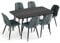 Mondeer Essgruppe, Moderner Esstisch und Polsterstuhl 6 mit Metallbeinen für Esszimmer Küche Wohnzimmer, B150 x H76,5 x T85 cm, Schwarz