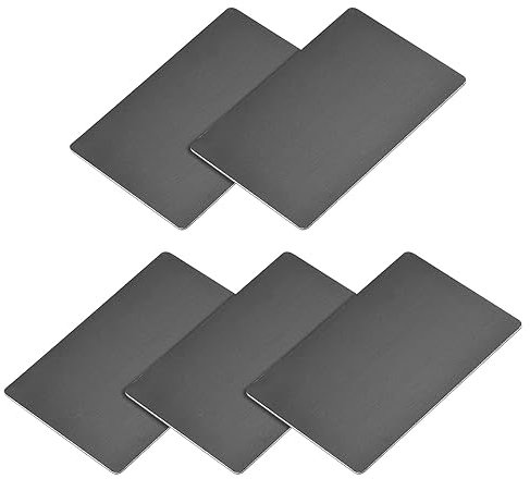 METALLIXITY En Blanco Metal Tarjeta (80mm x 50mm x 1mm) 5uds, Anodizado Aluminio Identificación Placa - para Hogar Interior DIY Señalización Grabado, Negro