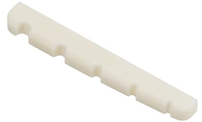 Miwayer 4/5/6 String Electric Bass Bone Bridge Nut Flat Bottom Pre-Slotted Made of Real Bone (5S 45X3.5X5.7/4.5 1pack)