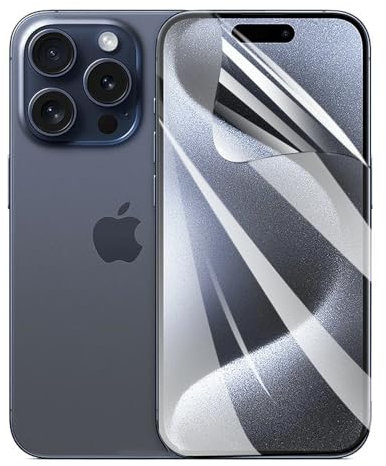 TMahhbid [2 piezas] Película de Hidrogel para iPhone 15 Pro (6.10 inch), [HD] Protector de Pantalla de TPU Suave Transparente [NO vidrio templado]