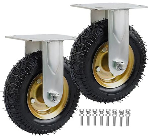 2er SET Transportrolle, Luftreifen Gummi Lenkrolle Leise Tragkraft 300 Kg Keine Beschädigung Des Bodens, Für Trolleys, Möbelroller Transportroller Mit Schrauben Industrierollen Schwerlast