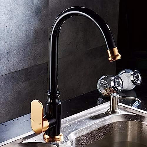 Küchenmixer-Kochplatten, Wasserhähne, Heißes Und Kaltes Wasser, Drehbare Spüle, Spüle Im Europäischen Stil, Schwarzes Gold, Aluminiumkabine.