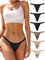 TIICHOO Periodenunterschwäsche String Sexy Spitze Menstruationsunterwäsche Thong Perioden Unterwäsche Tanga 6er Pack(XS, 3 Schwarz/Braun/Nude/Beige)