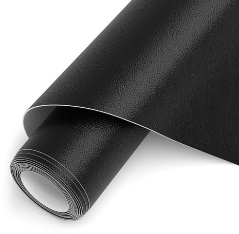 AYSOW Cuero Adhesivo para Tapizar 42 x 150cm - Polipiel para Reparación de Parches en Sofá, Asiento de Coche, Muebles, Chaquetas (Negro)