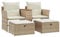 vidaXL Gartensofa 2-Sitzer, Outdoor Sofa mit eingebauter Ablage, Terrassensofa mit Hockern, Gartenmöbel Sofagarnitur Gartengarnitur, Beige Poly Rattan