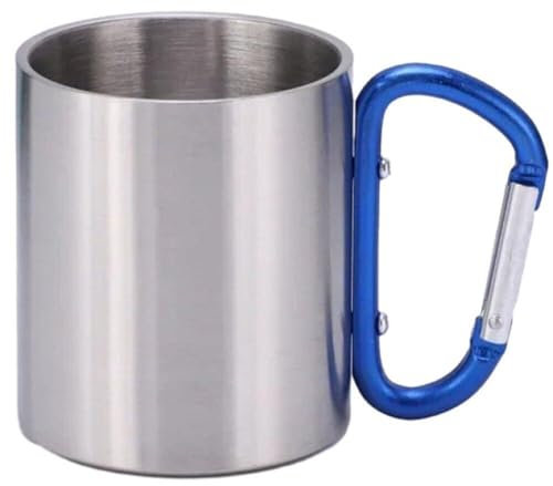 Abbdbd Tasse De Camping en Acier Inoxydable, Portable en Plein Air, avec Poignée Mousqueton, pour, Randonnée, 220ml