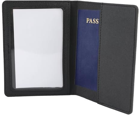 Clydewy Porta passaporto Custodia a portafoglio da viaggio in pelle PU nera per documenti di viaggio di credito biglietti da visita carte d'imbarco coperture protettive leggere portafogli manica per