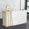 HGTRH Empfangstheke Salon Kosmetikstudio 120cm Weiss Gold, Empfangstresen Kosmetik, Rezeptionstheke Holz Mehrschichtige Massivholzplatte Verkaufstheke Ladentheke Tresen