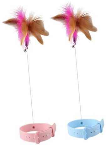 GREENADSCAPE 2pièces Jouets Interactifs pour Chats avec Plumes Et Cloche Accessoires Amusants pour Chats Intérieur Activité Ludique Et Sécurisée