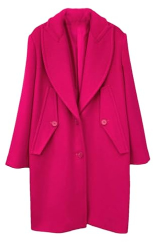 Hndudnff Double Sided Woolen Coat For Women Lapel Long Sleeves Rose Pink Color Loose Size Female Fashion Clothing Winter 2DA8153 Rose pnnrk M(6)