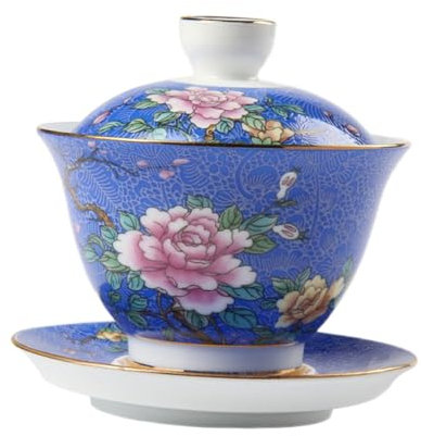 MOLUCKFU 1Satz Dekorative Keramik Teeschale mit Untertasse Chinesische Teetasse Traditionelles Teegeschirr für Oolong Puer Gelb für Zuhause und Teestube