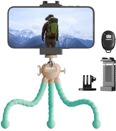 KINGJOY Treppiede flessibile per telefono cellulare compatibile con fotocamere Canon Nikon Action Camera con supporto per telefono Carico massimo 5 kg