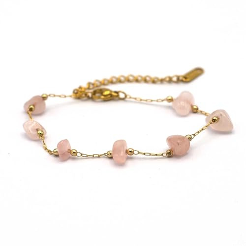 Miracles Minéraux Bracelet en acier inoxydable plaqué Or avec des pierres naturelles| Bijou Élégant| fait main en France | lithothérapie | bien être