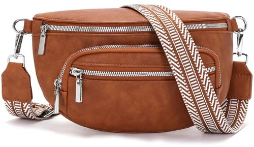 Sasrymnl kleine bauchtasche damen Braun gürteltasche damen klein umhängetasche Veganes Leder handtasche crossbody bag brusttasche