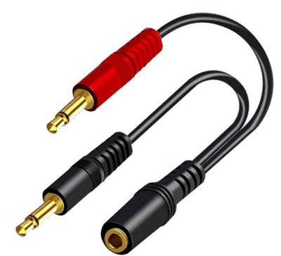 Two 3.5mm Male to Single 3.5mm Female Headphone Microphones Adapter Cable for Laptop and PC Use