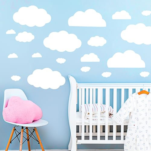 60 Teile Wolken Wandtattoo Set Wandtattoo Babyzimmer Wolken Wandsticker Kinderzimmer Kinderzimmer Mädchen Jungen Weiß Wandaufkleber Selbstklebend Heimdekoration