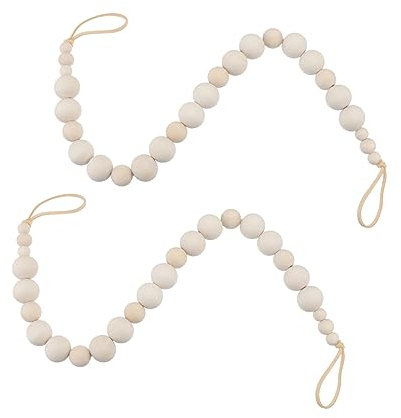 MAGICLULU 2stücke Dekorative Vorhang Halter Holz Perlen Vorhang Riemen Einzigartige Raffhalter Für Vorhänge Zusammenhalter Vorhanggurt Befestigungshalter Vorhanghalter