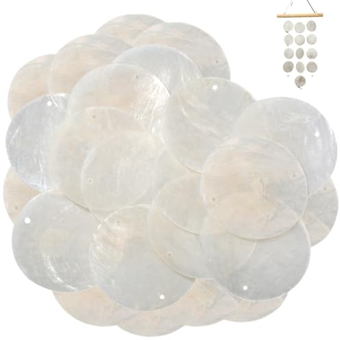 100pcs coquilles capiz, coquilles rondes de 2 pouces avec des trous, décor capiz naturel poli, mer bricolage pour l'artisanat, fabrication de bijoux