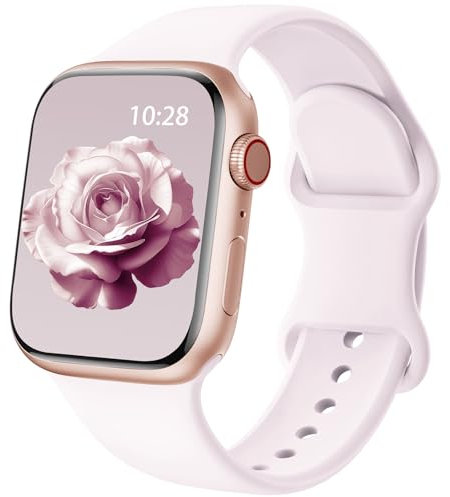 Patented Upgraded Silicone Strap Compatible with Apple Watch Straps 38mm 40mm 41mm 42mm 44mm 45mm 46mm 49mm Women Men,Soft Sport Bands for iWatch Series 11 10 9 8 7 6 5 4 3 2 1 SE Ultra,Light Pink