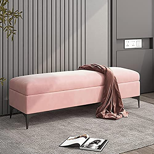 asdchZen Banc De Rangement, Banc De Rangement Rembourré en Velours, Banc De Bout De Lit, Coffre De Rangement Haut De Gamme pour Chambre À Coucher, Kaki, 60 X 40 X 43 Cm, Rose, 100 X 40 X 43 Cm