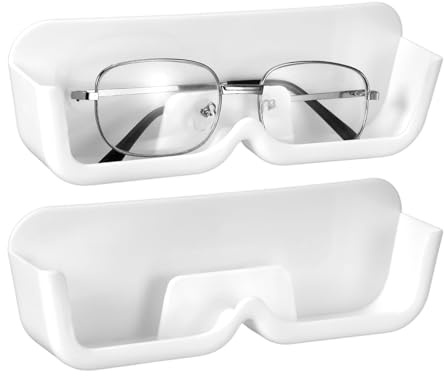 DONQTWAY 2 Stück Brillenhalter Wand, Weiß Brillenhalter, Sonnenbrillen Aufbewahrung, Brillenständer, Brillenaufbewahrung, Sonnenbrillenhalter Wand, Brillenablage Organizer zum Aufhängen von Brille